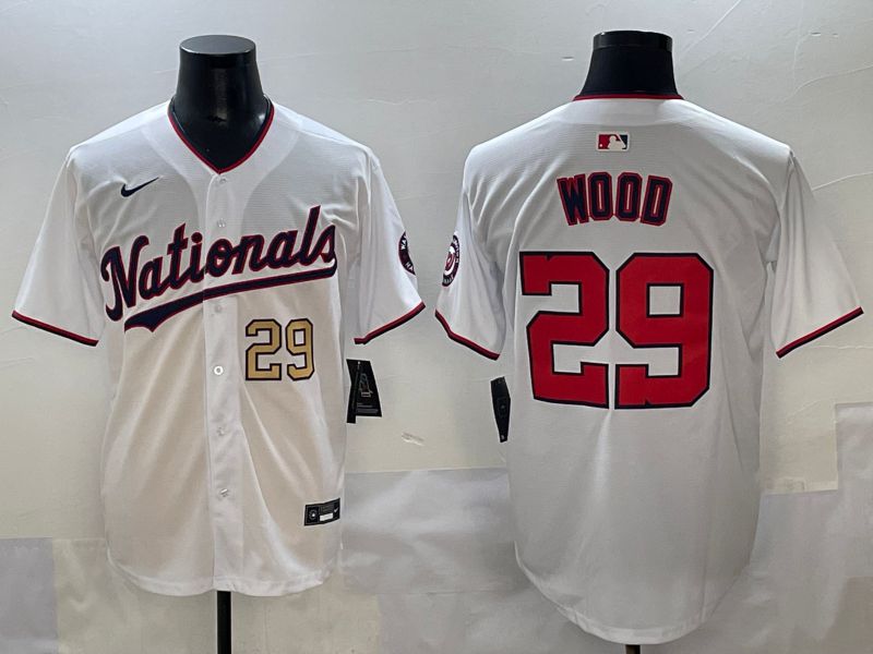 Men 2025 Washington Nationals 29 Wood White Game Nike MLB Jersey style 4